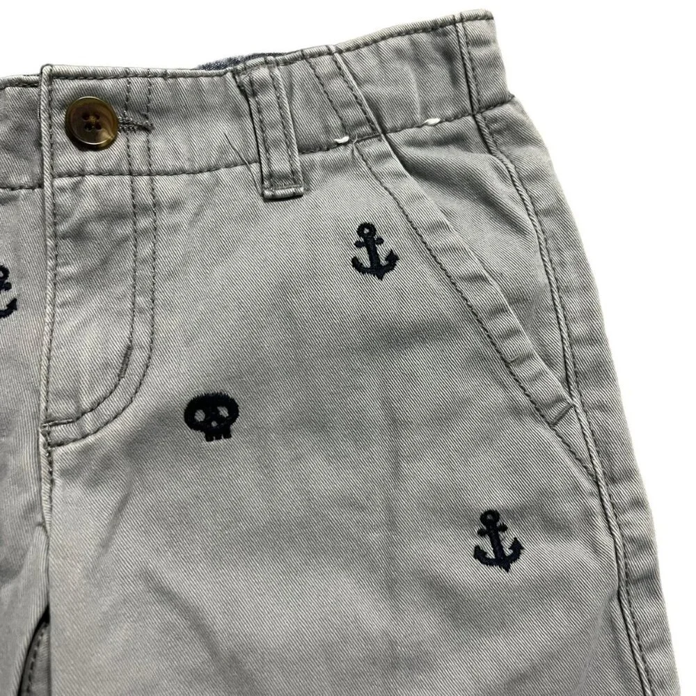 Gymboree 4T Embroidered Skull & Anchor Shorts